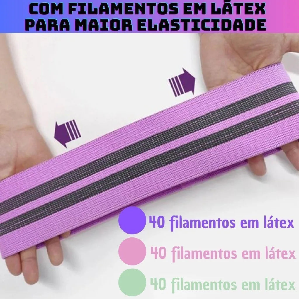 Kit 3 Faixas Elásticas - Bandas de Resistência para Malhar Glúteos e o Corpo Inteiro